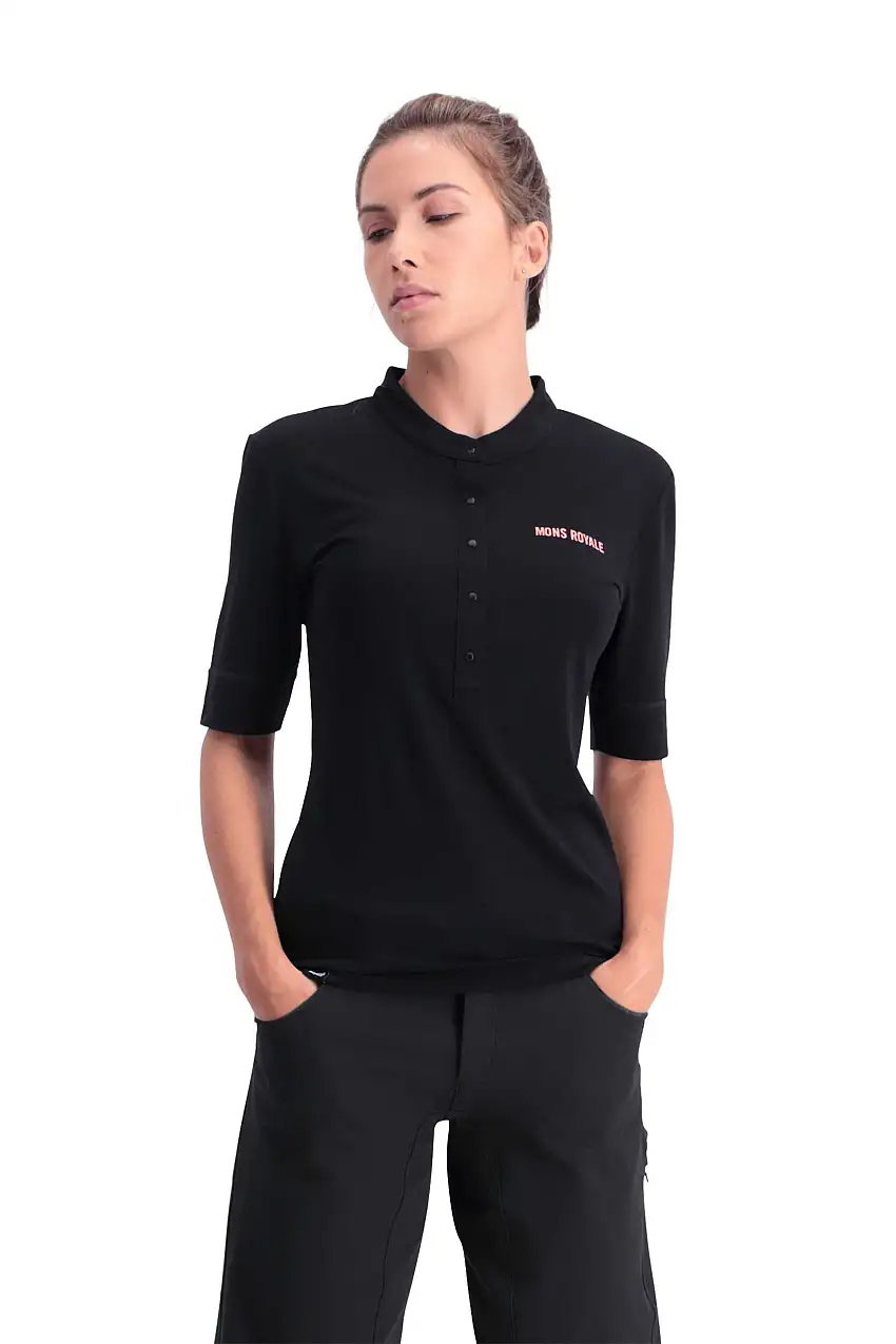 Tröja Mons Royal Wool Cadence Button Down dam svart