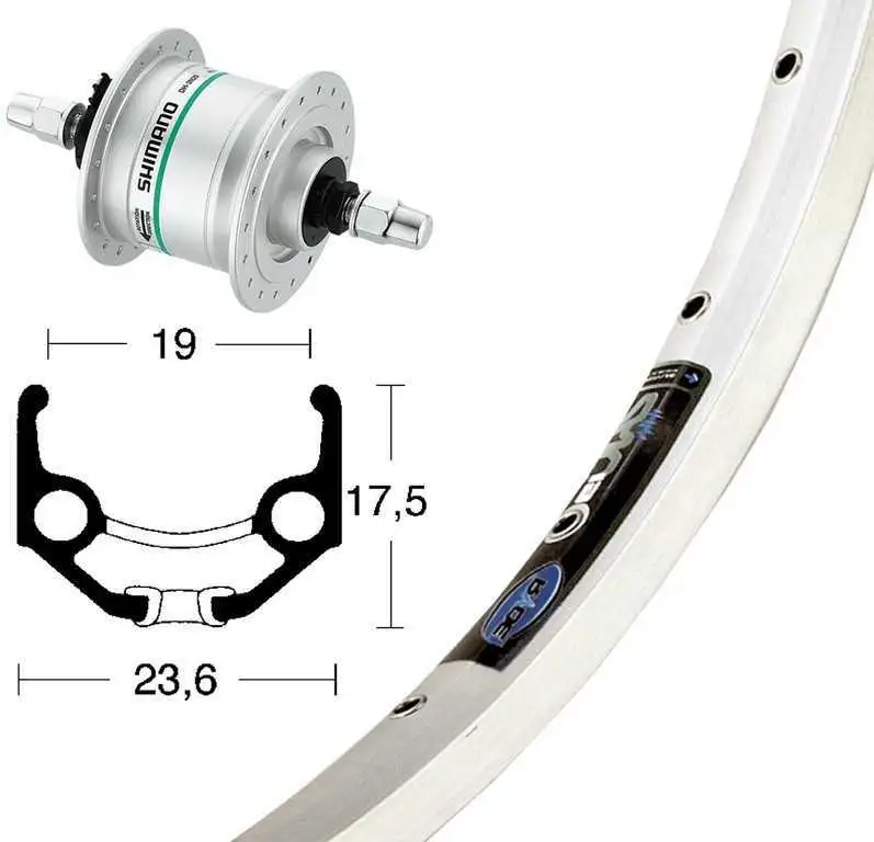 Framhjul 622 mm 28" Dynamonav 2.4 Watt