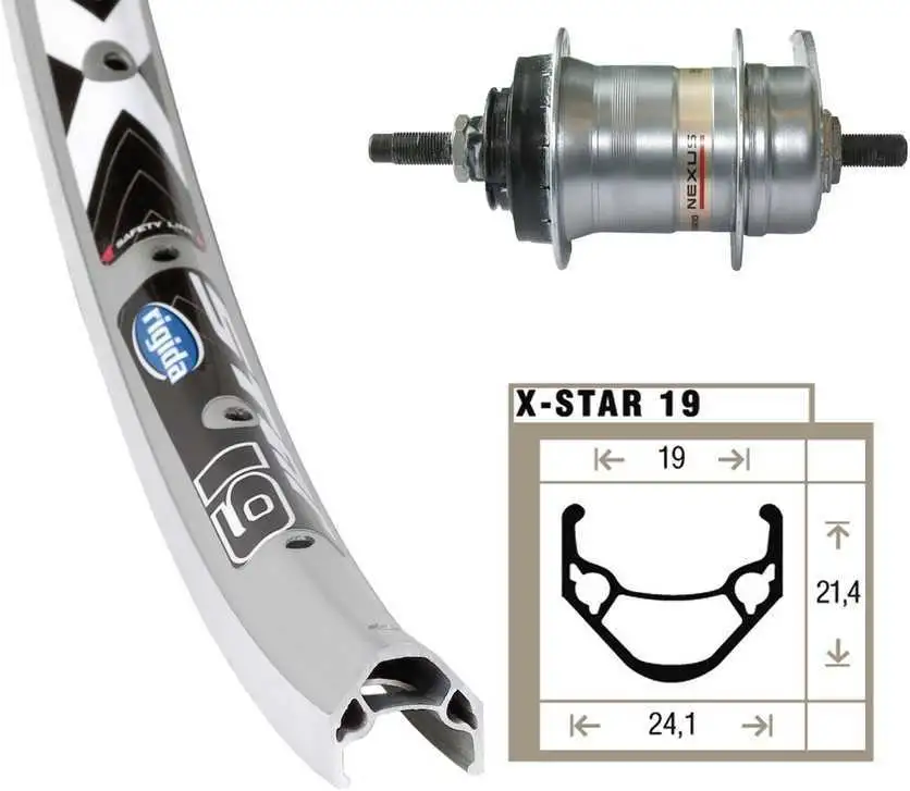 Bakhjul 622 (3V Nexus) silver Fälg