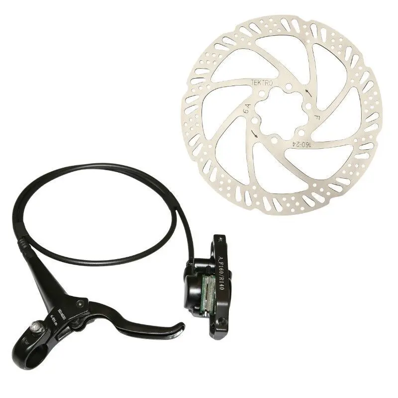 Hydraulisk skivbroms fram med skiva och adaptersats för användning av Deore-belägg Tektro Auriga Post Mount