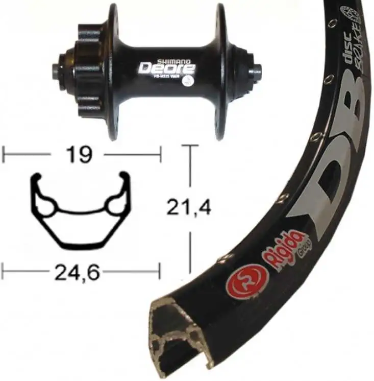 Framhjul 559 mm 26" skivbroms svart