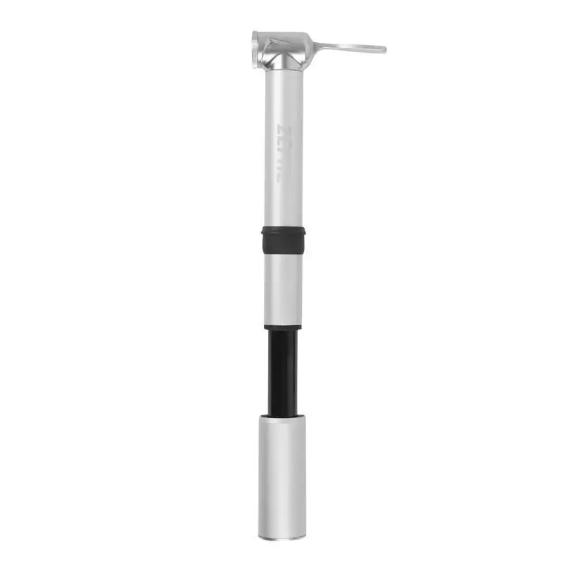 Silver aluminium mini micro pump 7bars för däck med fästklämmor Zefal VP-VS