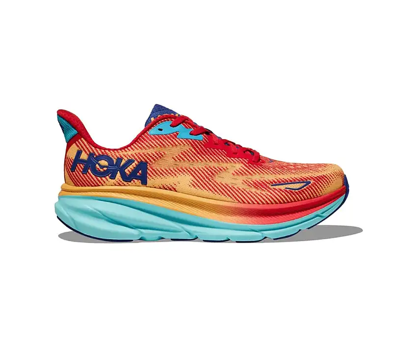 Hoka Löparskor Clifton 9 herr Cerise/Cloudless