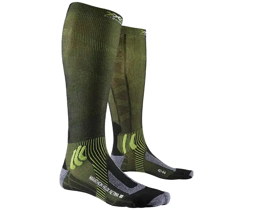 X-Bionic Marathon Helix Retina 4.0 Sock Black Melange/Effektor Green dam