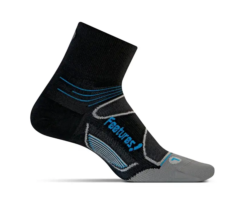 Feetures Löparstrumpor Elite Iwick Quarter Socks unisex Black/Brilliant Blue