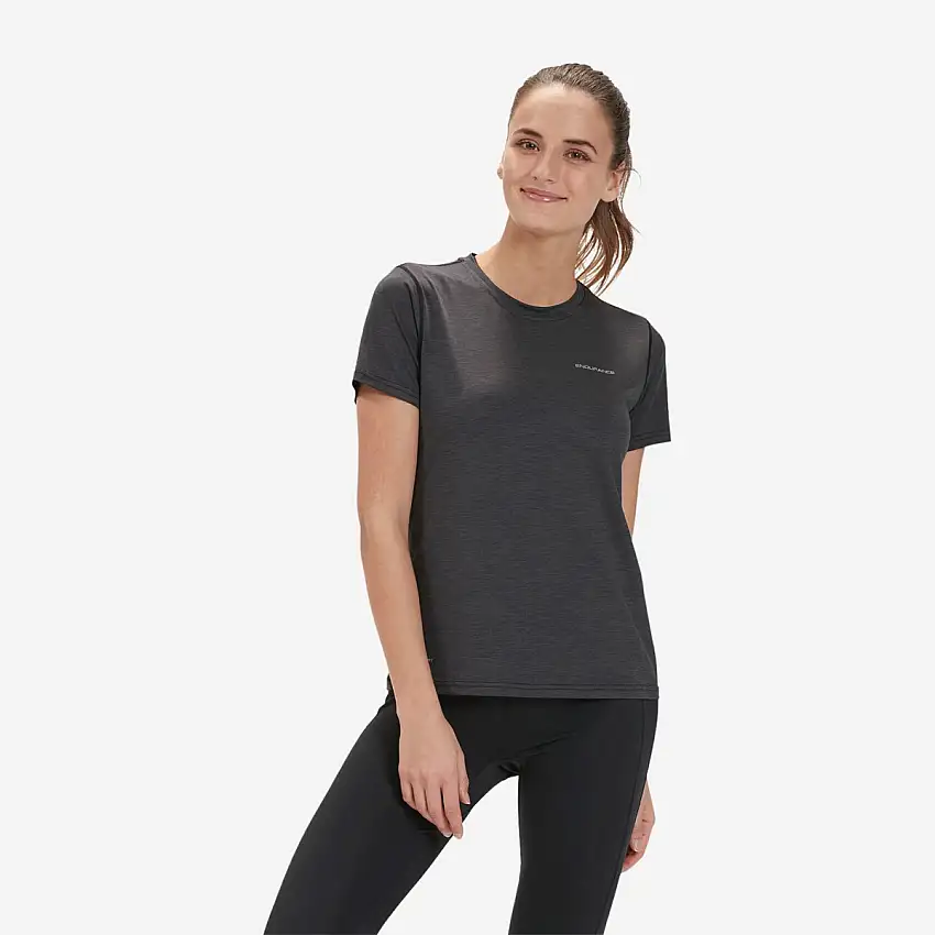 Endurance Löpartröja Maje Melange S/S Tee dam Black