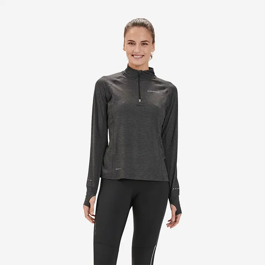Endurance Löpartröja Canna V2 Perf. Midlayer dam Black Melange