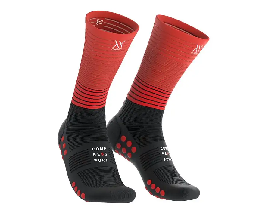 Compressport Löparstrumpor Mid Compression Socks dam Black/Red
