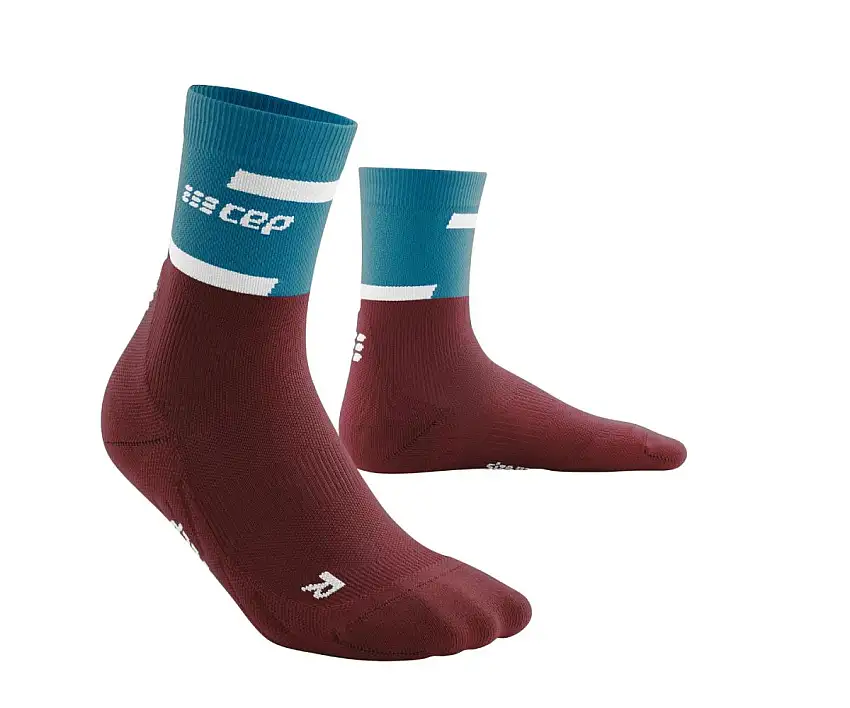 Cep Löparstrumpor The Run Socks Mid Cut V4 herr Petrol/Dark Red
