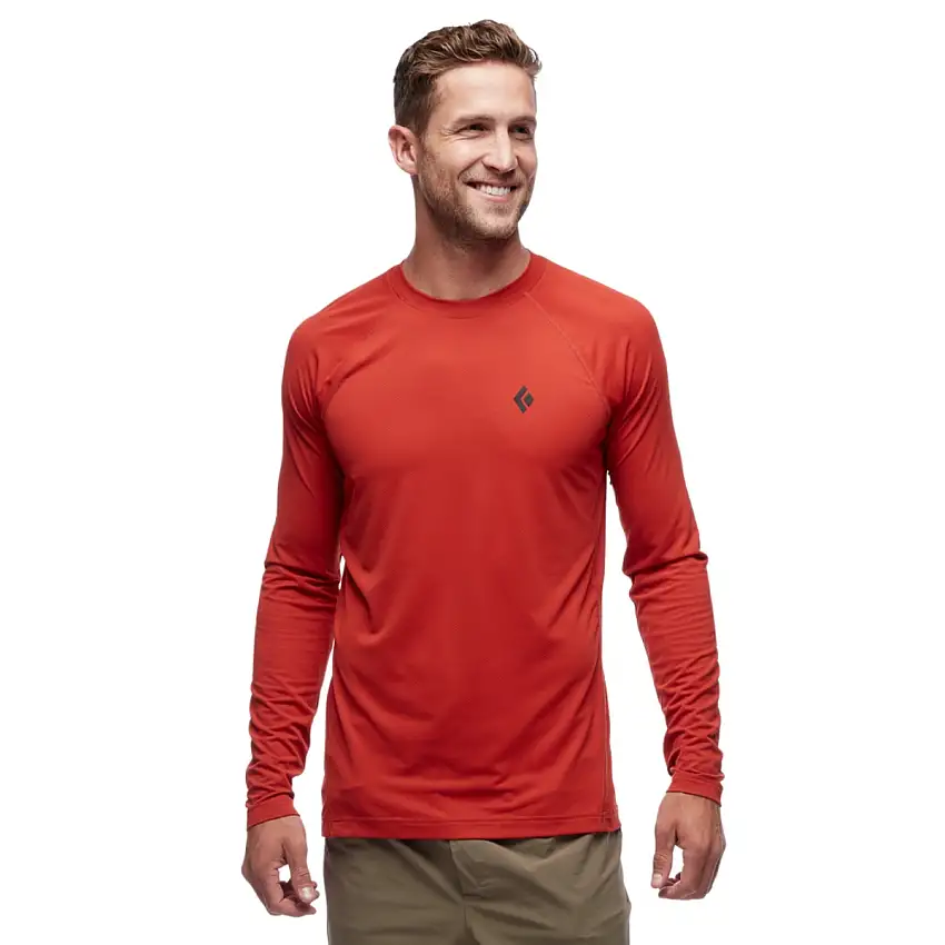 Black Diamond Löpartröja Alpenglow Long Sleeve Crew herr Red Rock