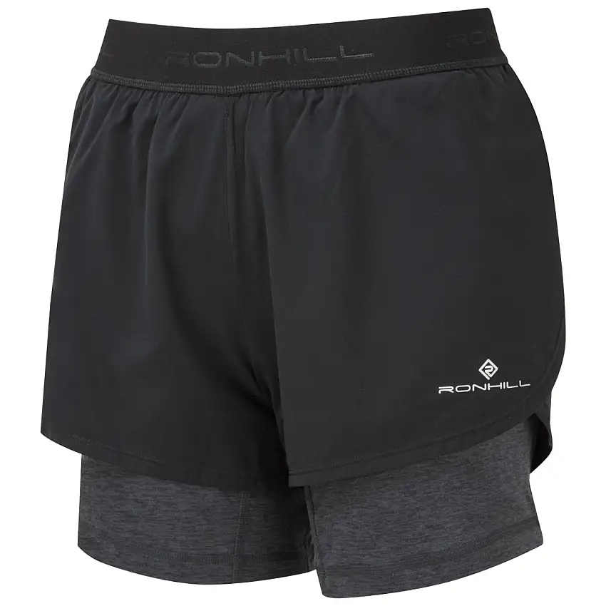 Ronhill Löparshorts Tech Twin Shorts dam Black/Charcoal Marl