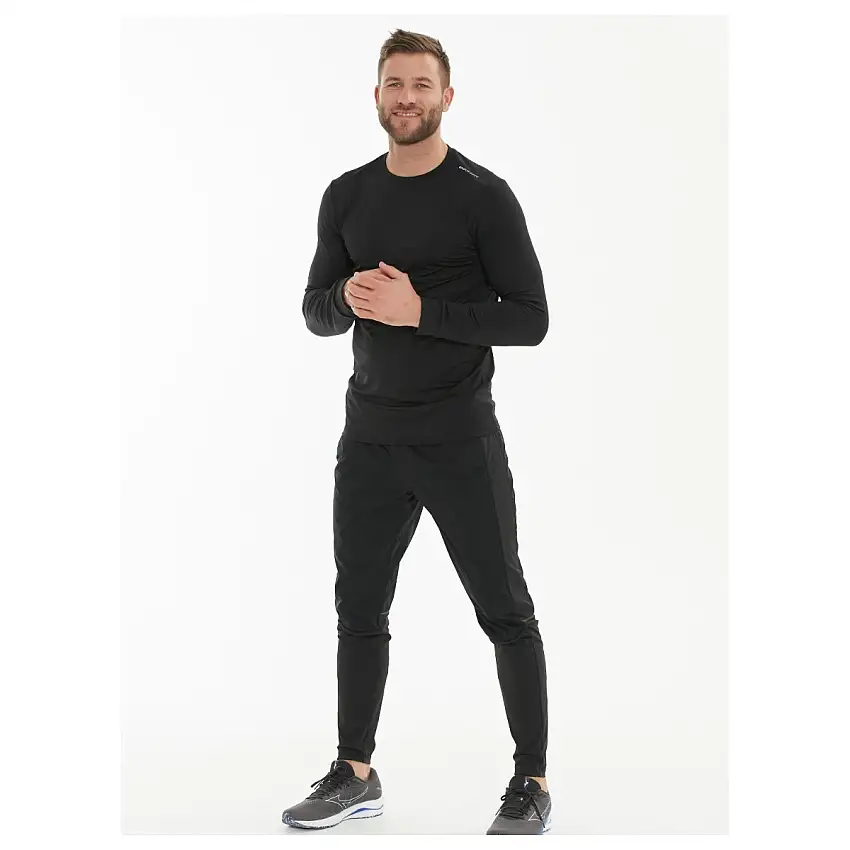 Endurance Löpartröja Waffle Melange Midlayer herr Black