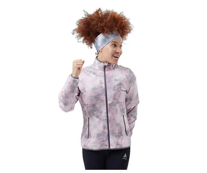 Odlo Löparjacka Jacket Essential Light Print dam Concrete Grey