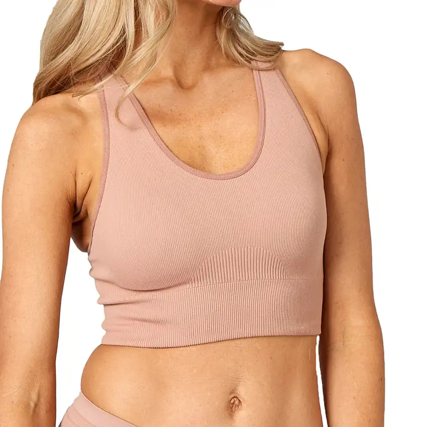 Purelime Sport-BH Seamless Rib Bra Top dam Dustyrose