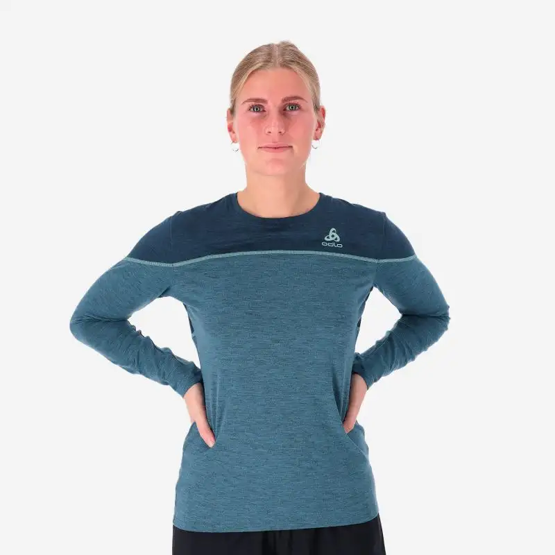 Odlo Löpartröja Top Crew Neck Long Sleeve Perfomance dam Blue Wing Teal