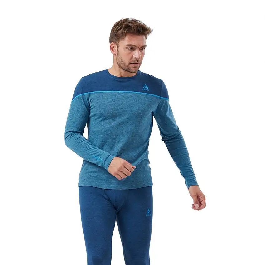 Odlo Löpartröja Top Crew Neck Long Sleeve Perfomance herr Blue Wing Teal