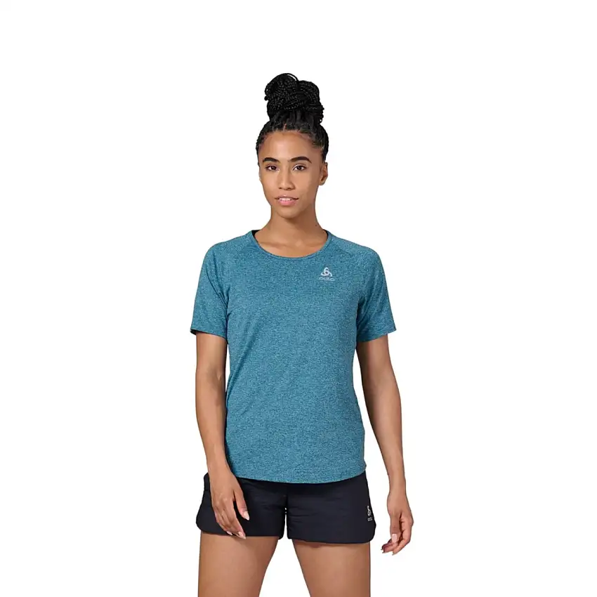 Odlo Löpartröja T-shirt Crew Neck Short Sleeve Run Easy dam Reef Waters Melange
