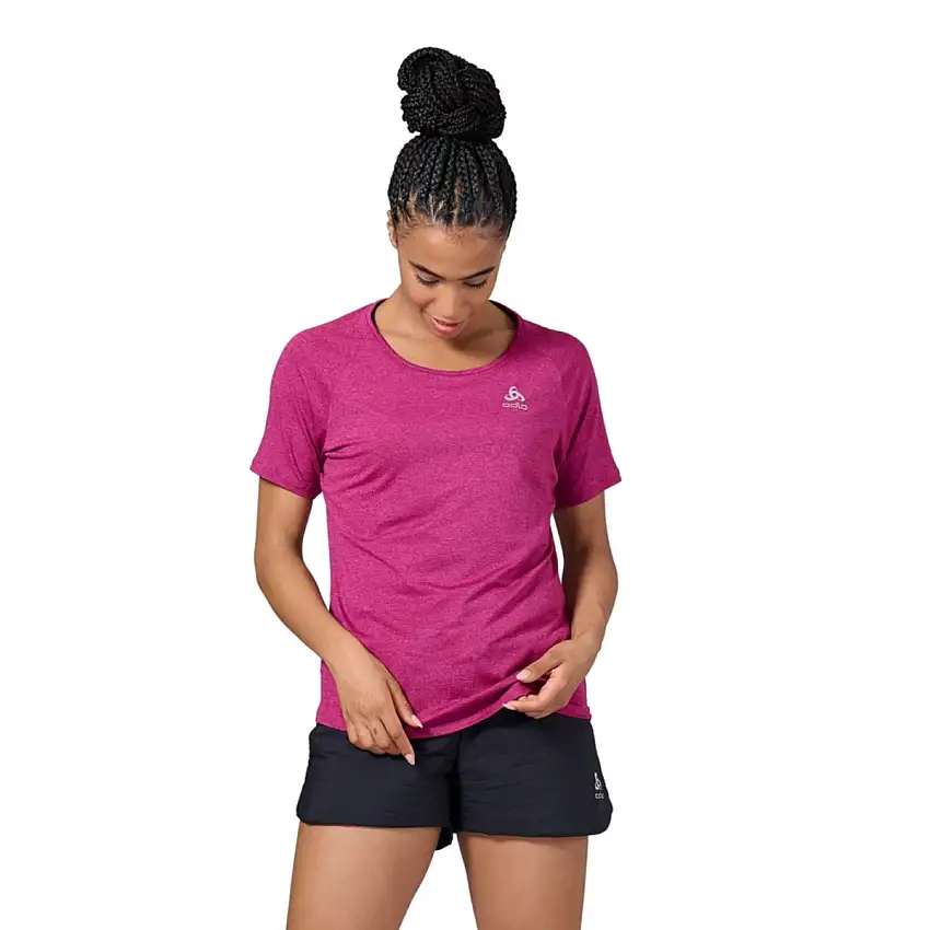 Odlo Löpartröja T-shirt Crew Neck Short Sleeve Run Easy dam Festival Fuchsia Melange