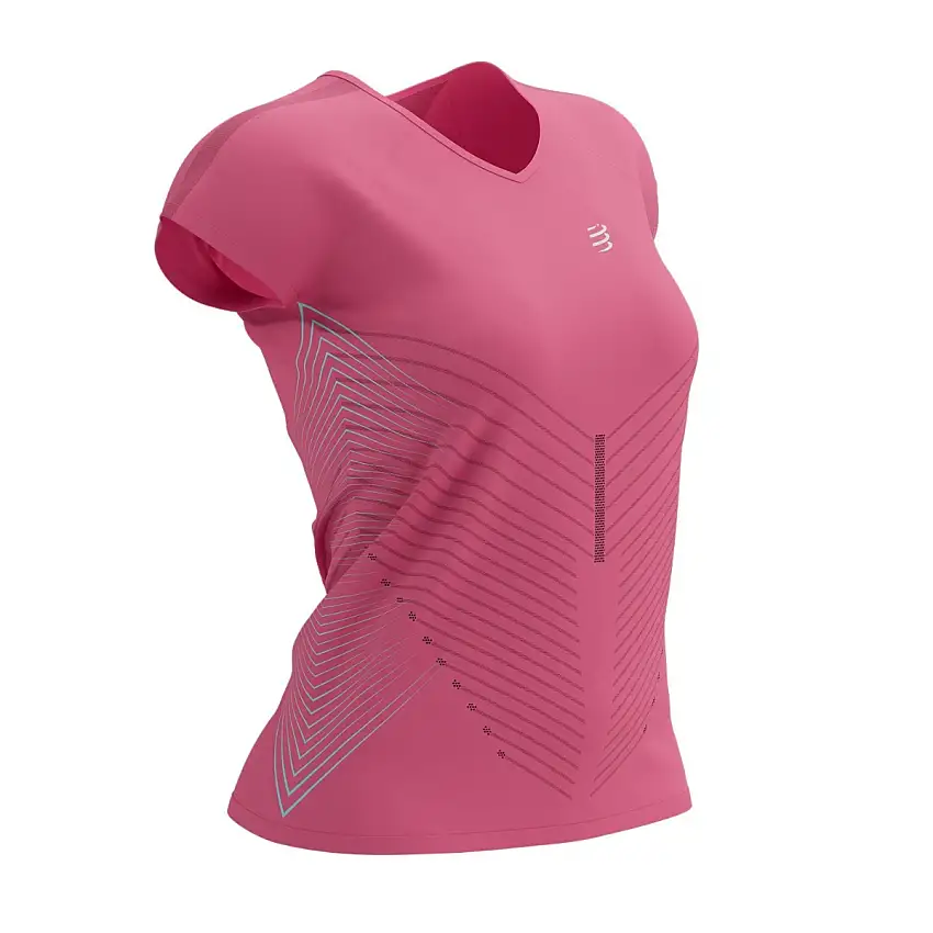 Compressport Löpartröja Performance SS T-Shirt dam Hot Pink/Aqua