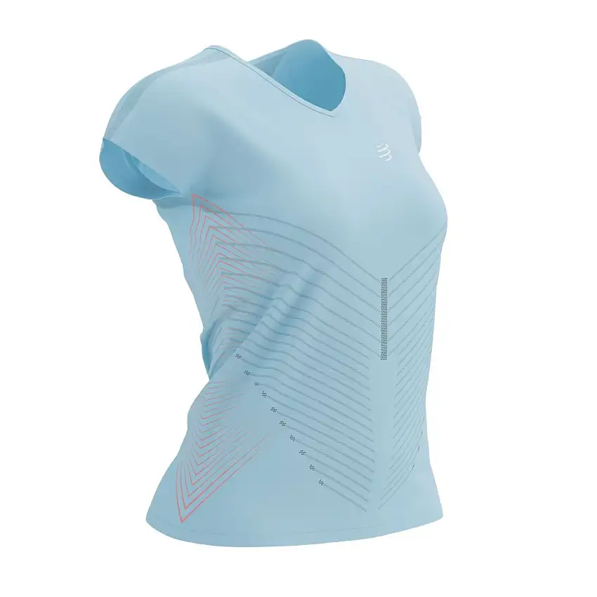 Compressport Löpartröja Performance SS T-Shirt dam Aqua/Hot Pink