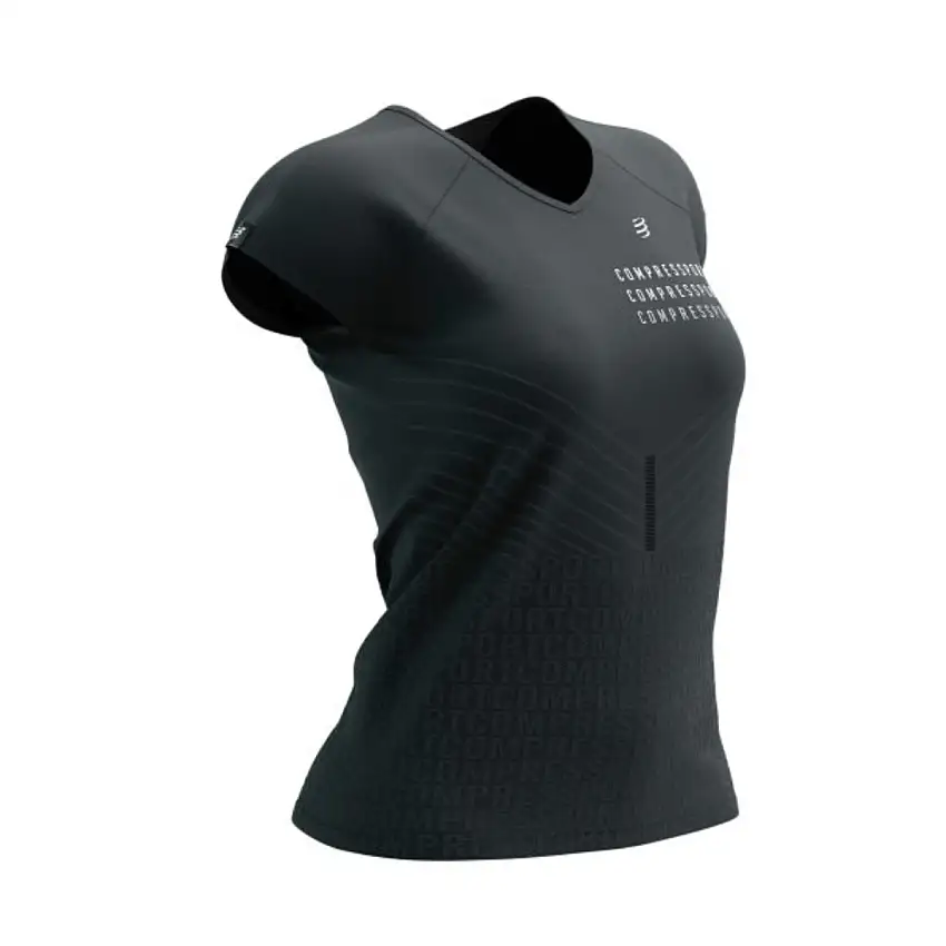 Compressport Löpartröja Performance SS T-Shirt dam Black/White