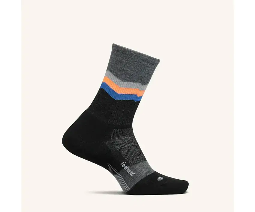 Feetures Löparstrumpor Merino 10 Cushion Mini Crew Socks unisex Switchback Charcoal