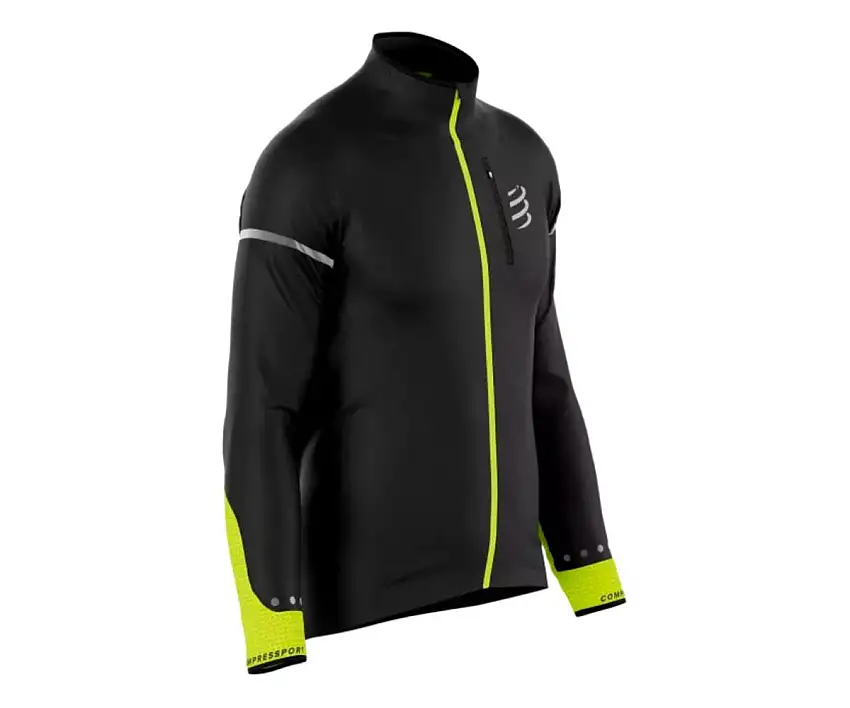 Compressport Löparjacka Hurricane Windproof Jacket Flash herr Black/Fluo Yellow