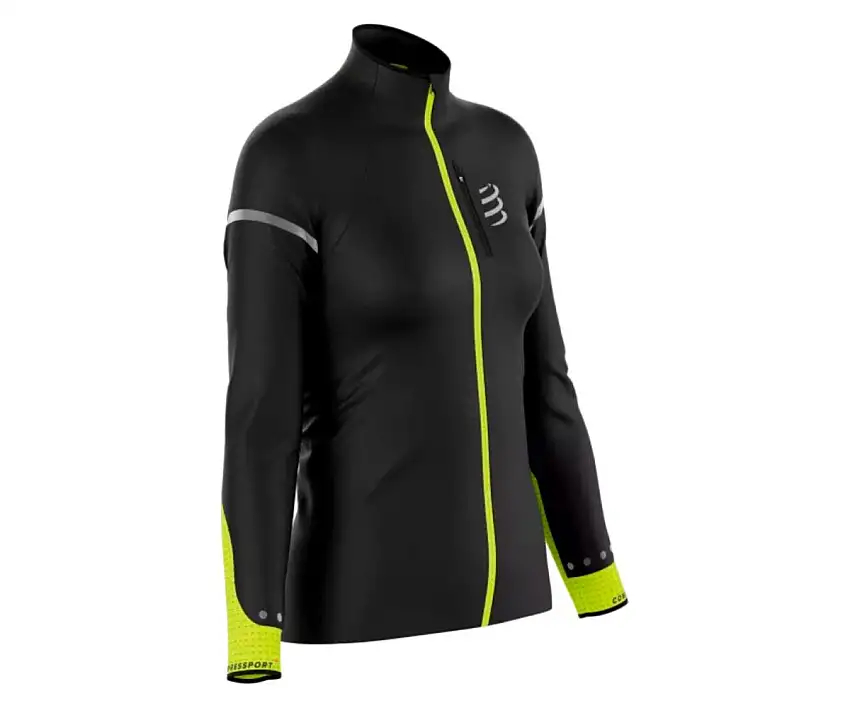 Compressport Löparjacka Hurricane Windproof Jacket Flash dam Black/Fluo Yellow