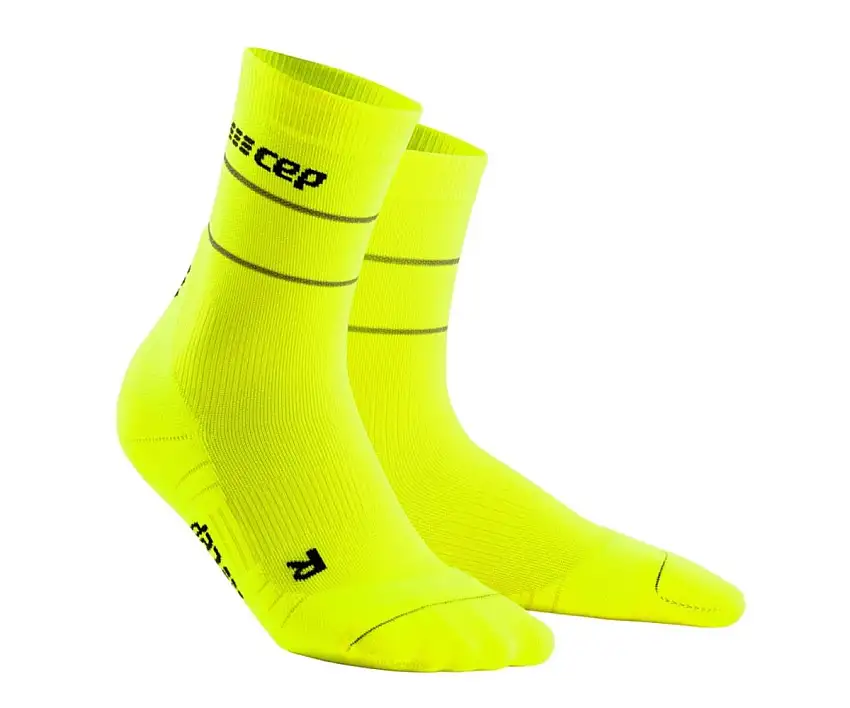 Cep Löparstrumpor Reflective Mid-Cut Socks dam Neon Yellow