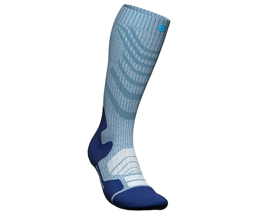 Bauerfeind Löparstrumpor Outdoor Merino Compression Socks High Cut Ocean Blue unisex