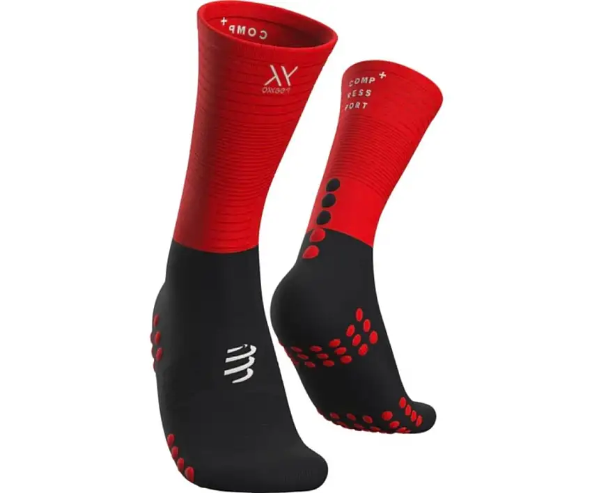 Compressport Löparstrumpor Mid Compression Socks unisex Black/Red