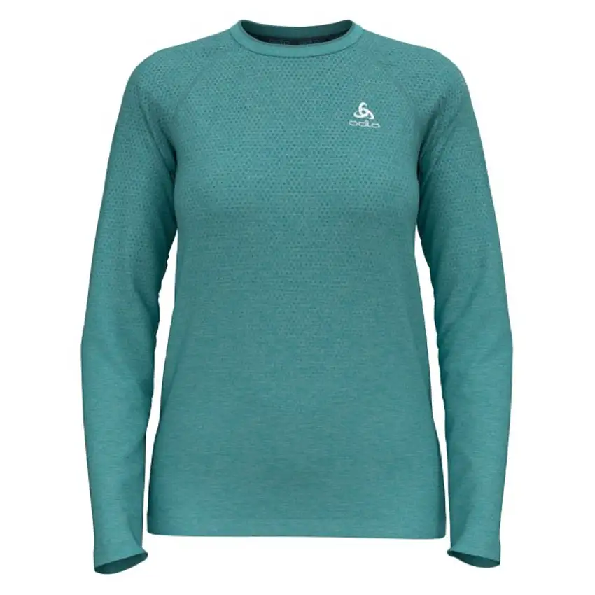 Odlo Löpartröja Essential Seamless T-Shirt Crew Neck Long Shirt dam Aqua Haze Melange