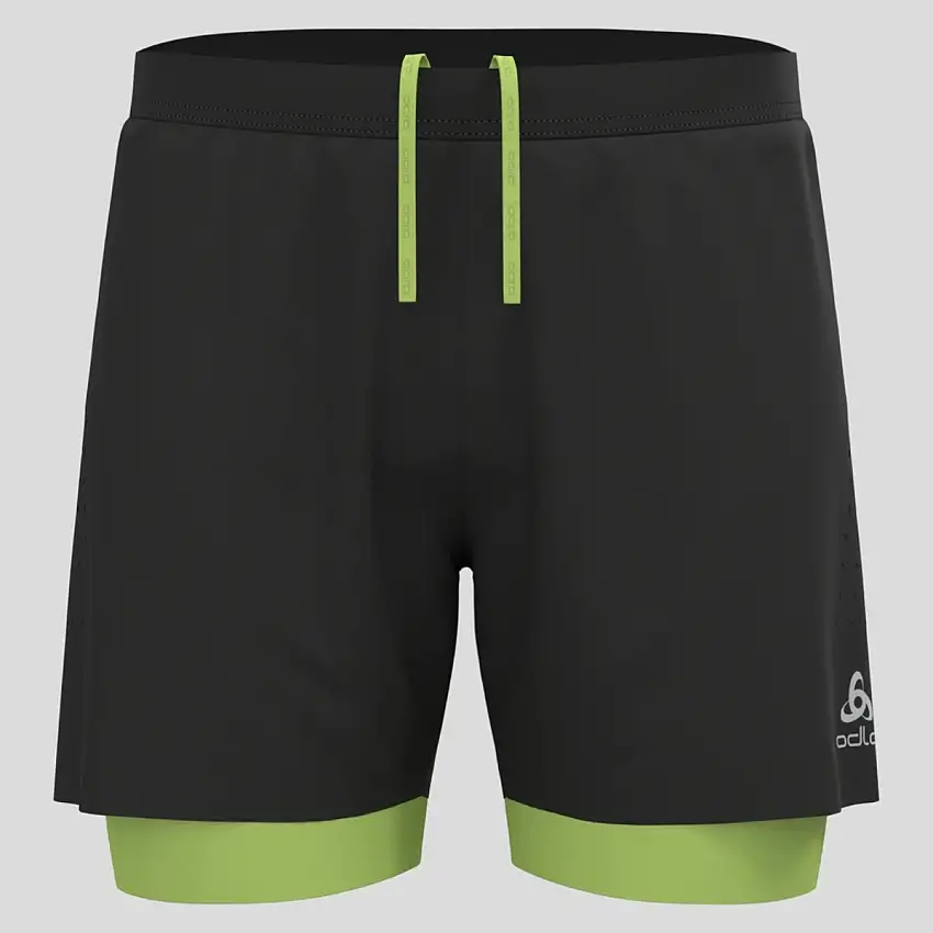 Odlo Löparshorts Zeroweight 5 Inch 2-In-1 Shorts herr Black, Sharp Green