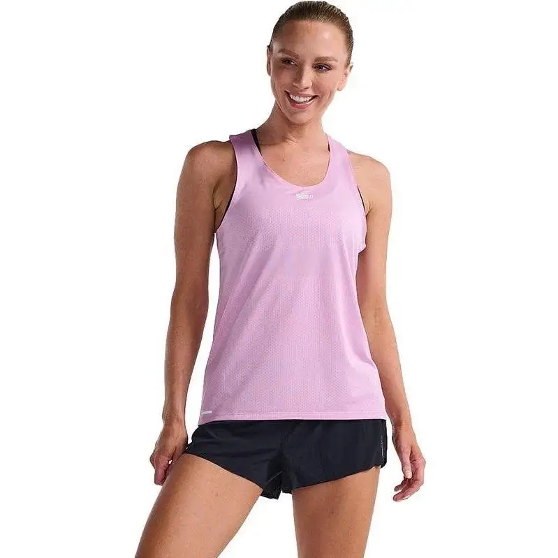 Löpartröja 2XU Light Speed Tech Singlet Dam Pastel Pink/White Reflective