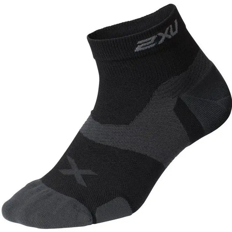 Löparstrumpor 2XU Vectr 1/4 Crew Socks Unisex White/Grey