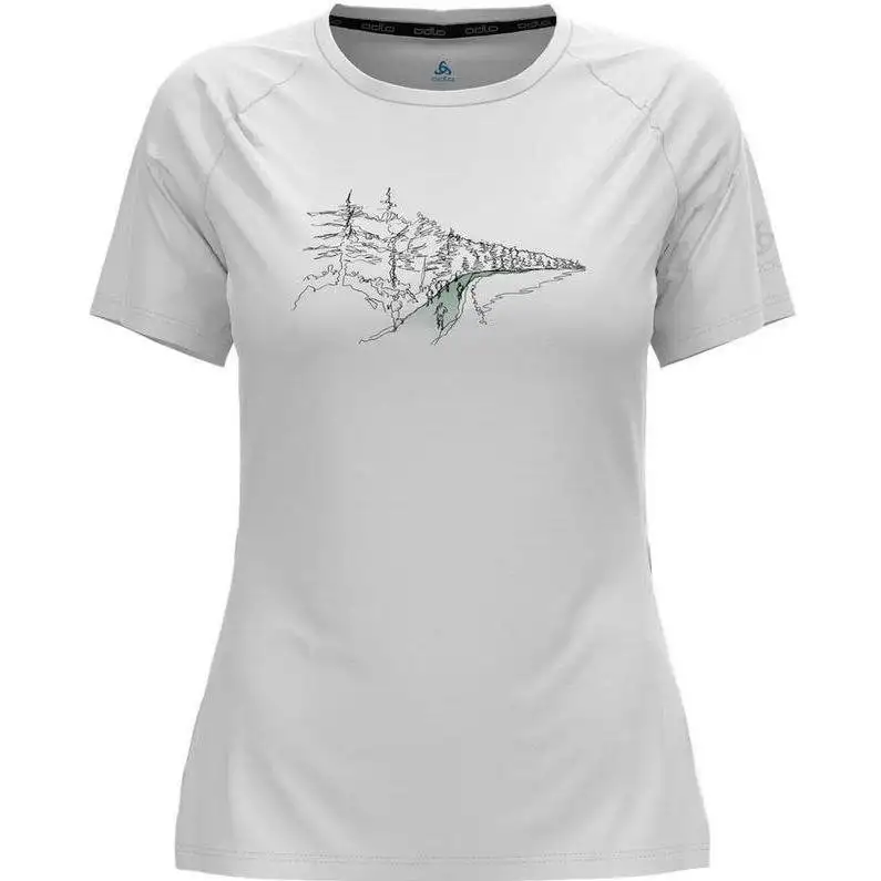 Löpartröja Odlo T-Shirt S/S Essential Print Dam White