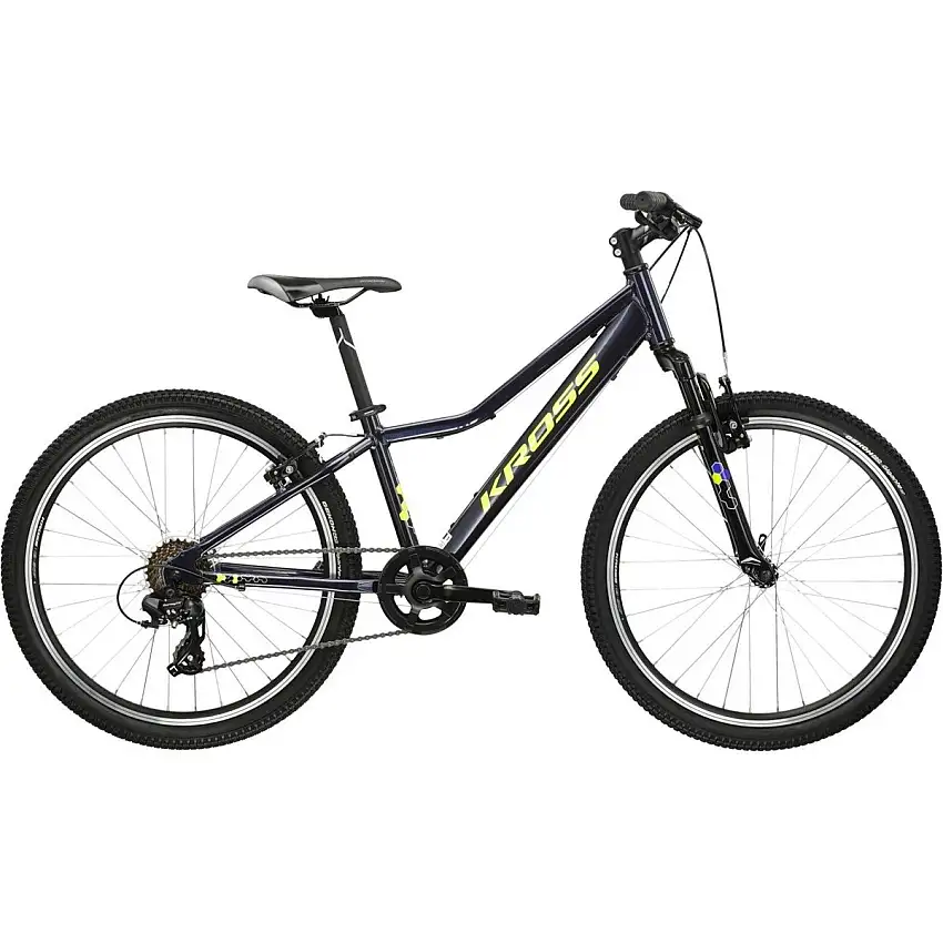 Barncykel Kross Hexagon Jr 1.0 Navy Blue/Yellow 24