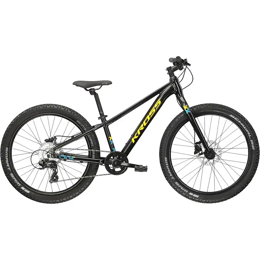 Barncykel Kross Level Jr 2.0 Disc Black/Yellow 24
