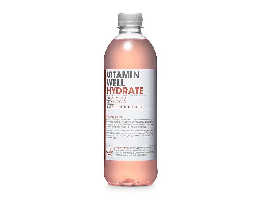 Energidryck Vitamin Well 500ml Hydrate Jordgubb-Rabarber